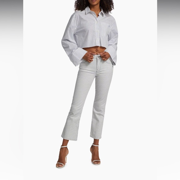 Frame Le Crop Pinstripe Boot-Leg Jeans Size 25 Great Condition - Picture 4 of 13